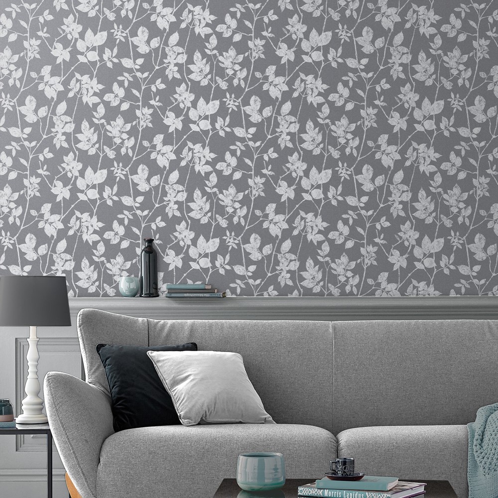 Luna Wallpaper 113947 by Graham & Brown in Grey Rose Gold